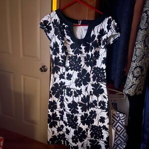 Chic Black and White Floral Midi Dress